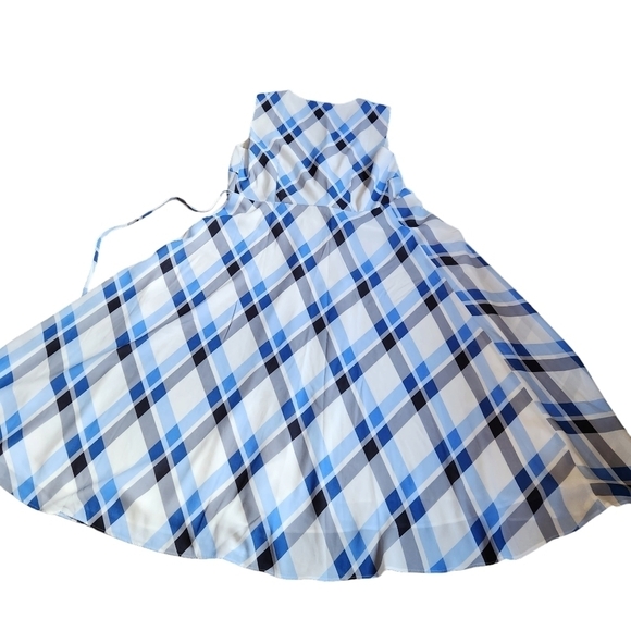 Ann Taylor size 4 blue white plaid midi wrap dress preppy festival ethereal - Picture 8 of 10